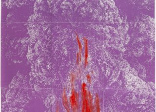 Untitled (Volcano #1), pastel sur papier carbone violet, 2023 ©️ Ren Han